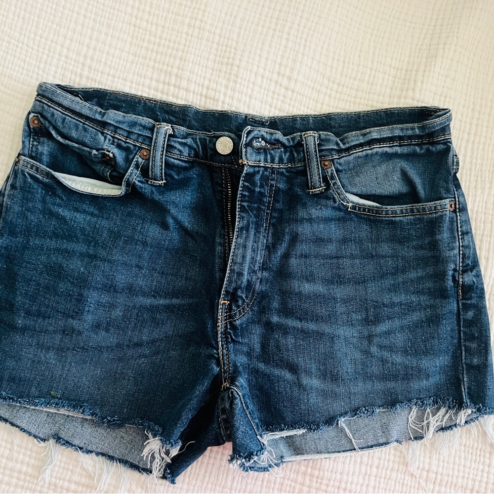Levi's Blue Jean Shorts Distressed Frayed Hem